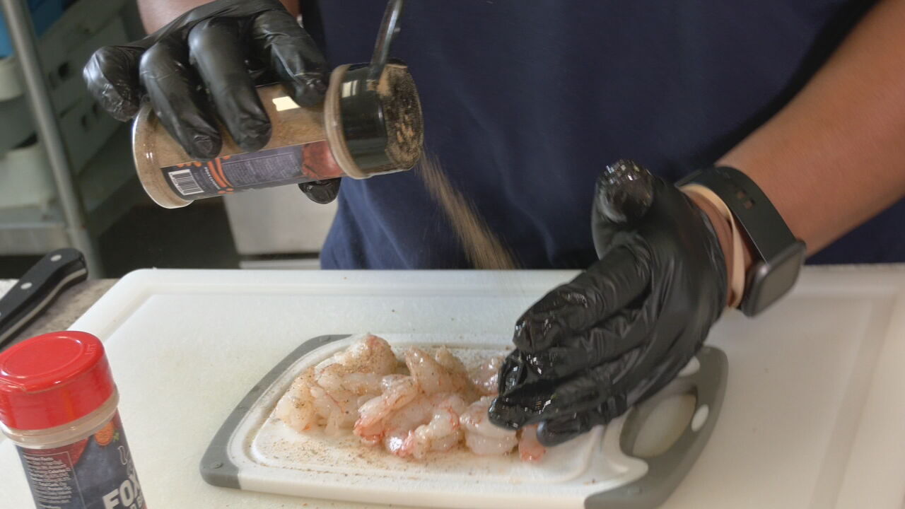 Travis Foxx uses Foxx's Fantastic Fish Rub on shrimp